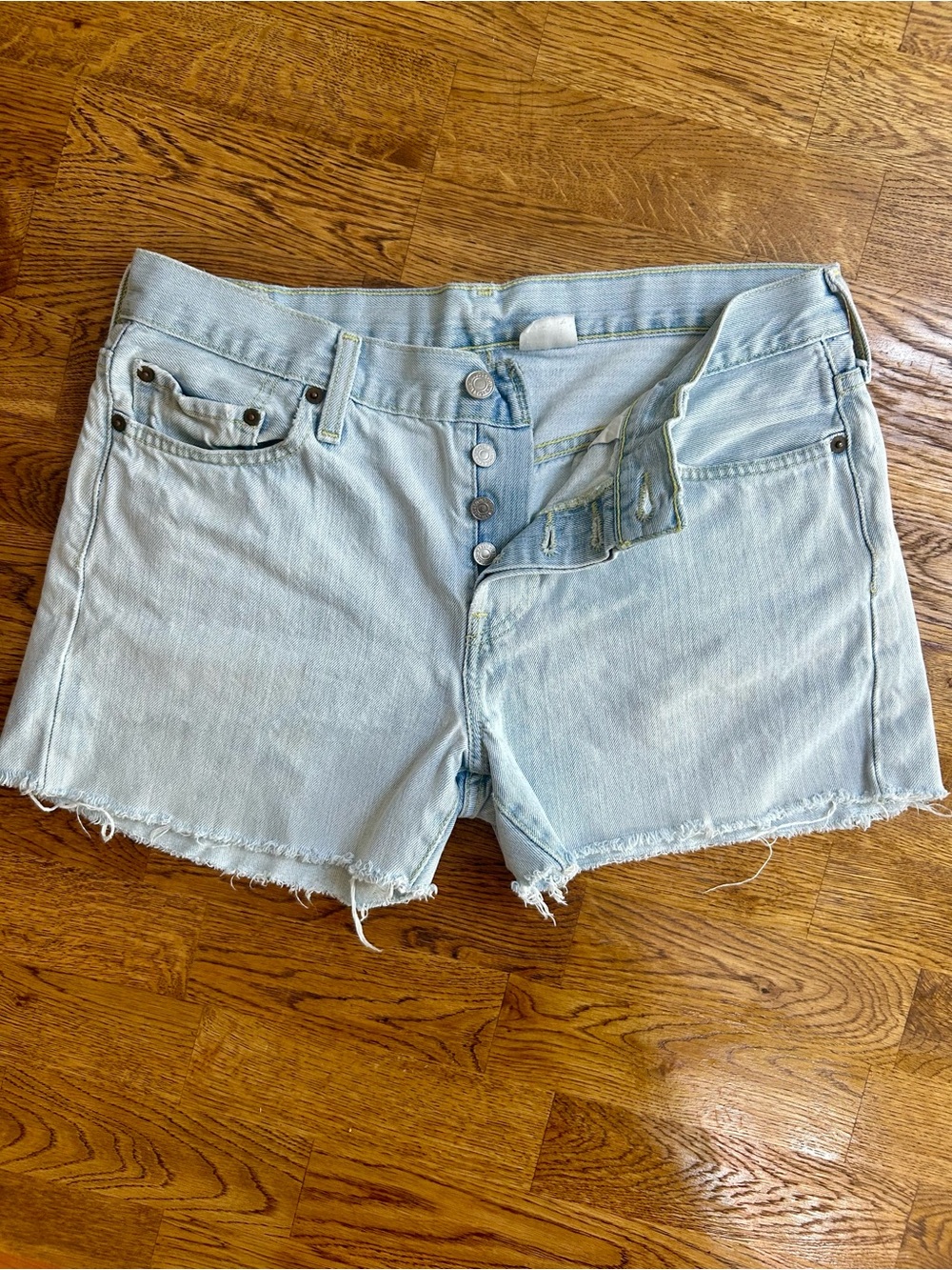 Levi’s 501 Original Button Fly Cutoff Denim Shorts Light Wash